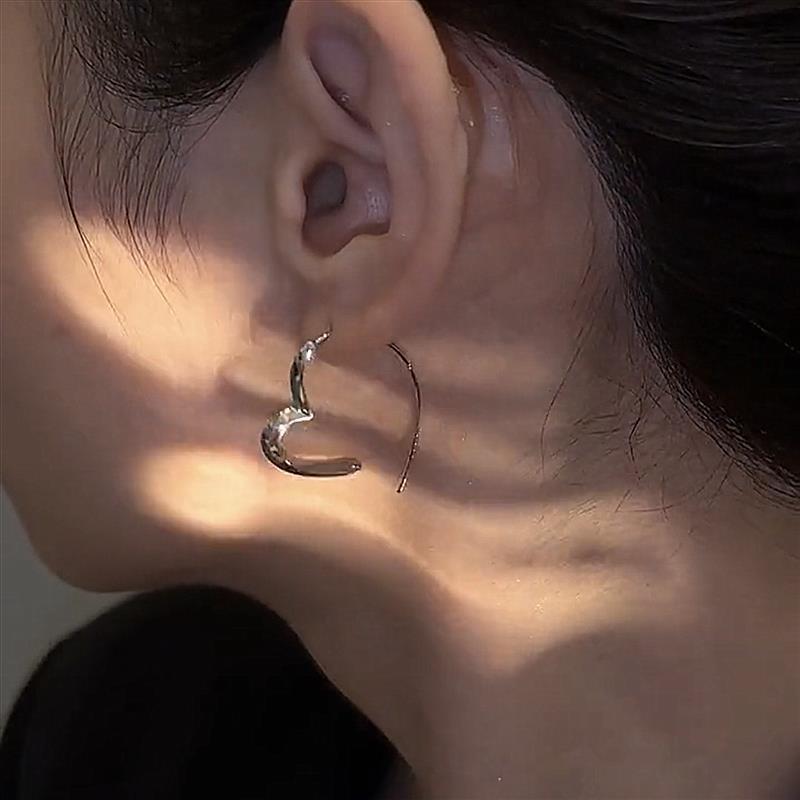 Open Love Earrings For Women, Peach Heart Design Earrings, Fashionable Lady Matching Accessories