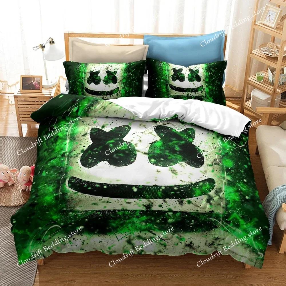 Hip Pop Music Marshmello Bedding Sets Bed Cover Comforter Duvet Cover Pillow Case Kids Adult Bedroom Decoration026