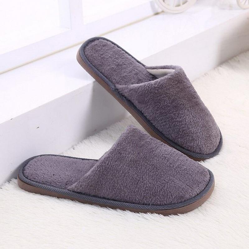 Home Flat Plush Slippers Indoor Shoes Cotton Casual Fashion Soft Round