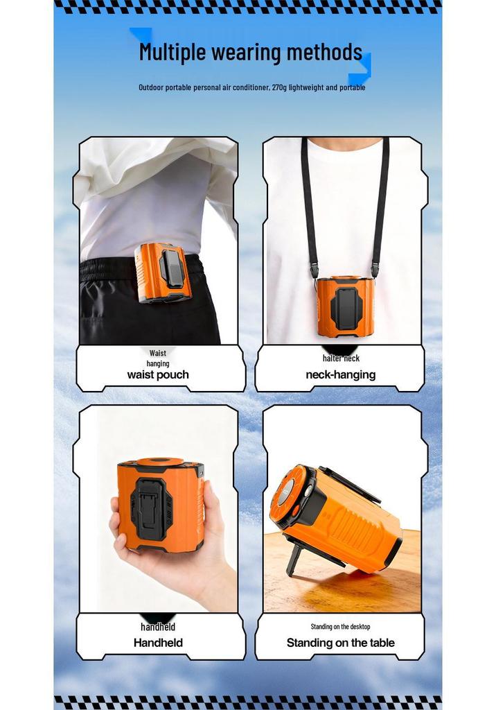 Portable Outdoor Waist Fan with Cooling Ice Pack and Long-Lasting Battery