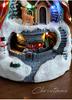 Resin Christmas House Music Box with Rotating Train and Luminous Lights - Tabletop Ornament Decoration