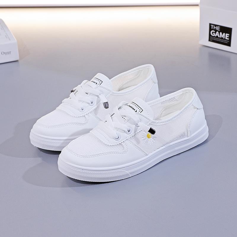 

Женские кроссовки, сетчатая дышащая удобная обувь с цветочным принтом, мягкая однотонная модная женская обувь, легкая обувь Zapatos De Mujer 37 белый