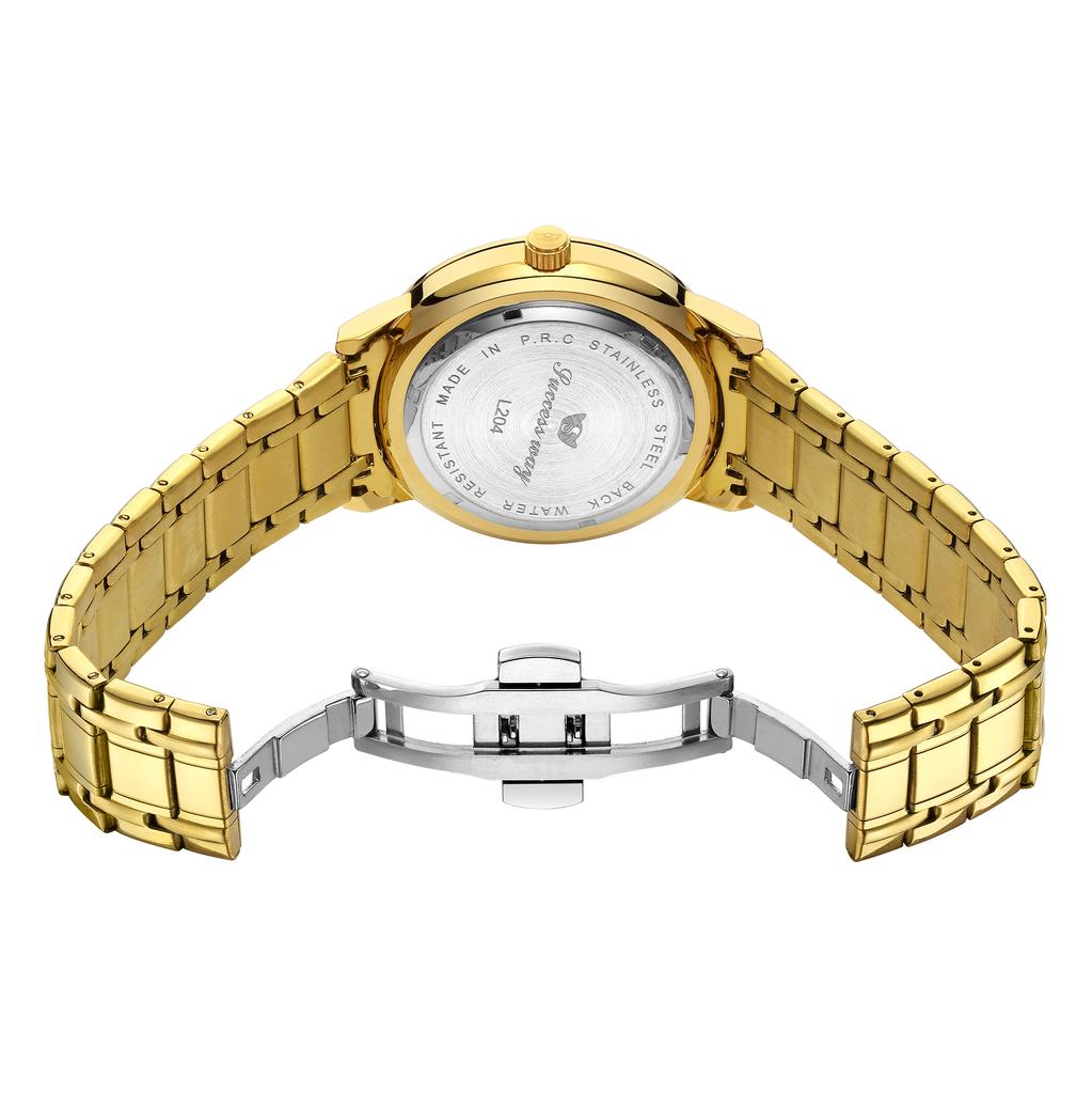 New high end elegant business steel strip men's quartz watch waterproof double calendar Roman numeral men's quartz watch