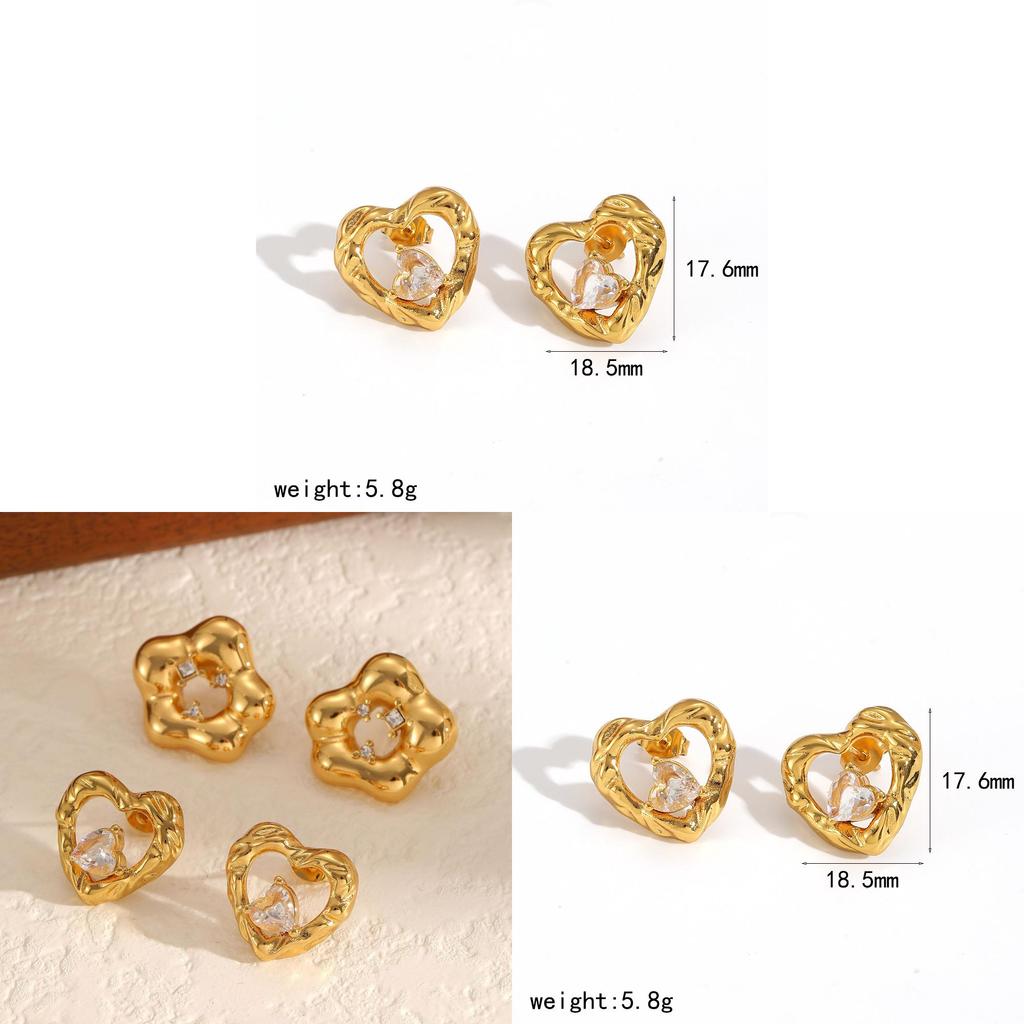 Geometric Stainless Steel Earrings For Women With Plating In Modern Light Luxury Style