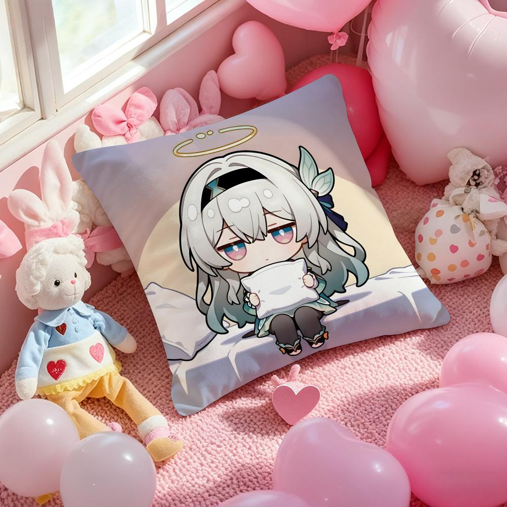 

F-Firefly H-Honkai Star Rail Cushion Cover Pattern Printed Pillowcase for Living Room Sofa Cushion Cover & Bedroom Decor 12x12Inch