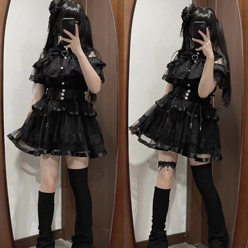 Japanese Kawaii Lolita Lace Patchwork Blouses Summer Women Harajuku Single Breasted Sweet Shirts Summer Girly JK Bow Tops Blusas