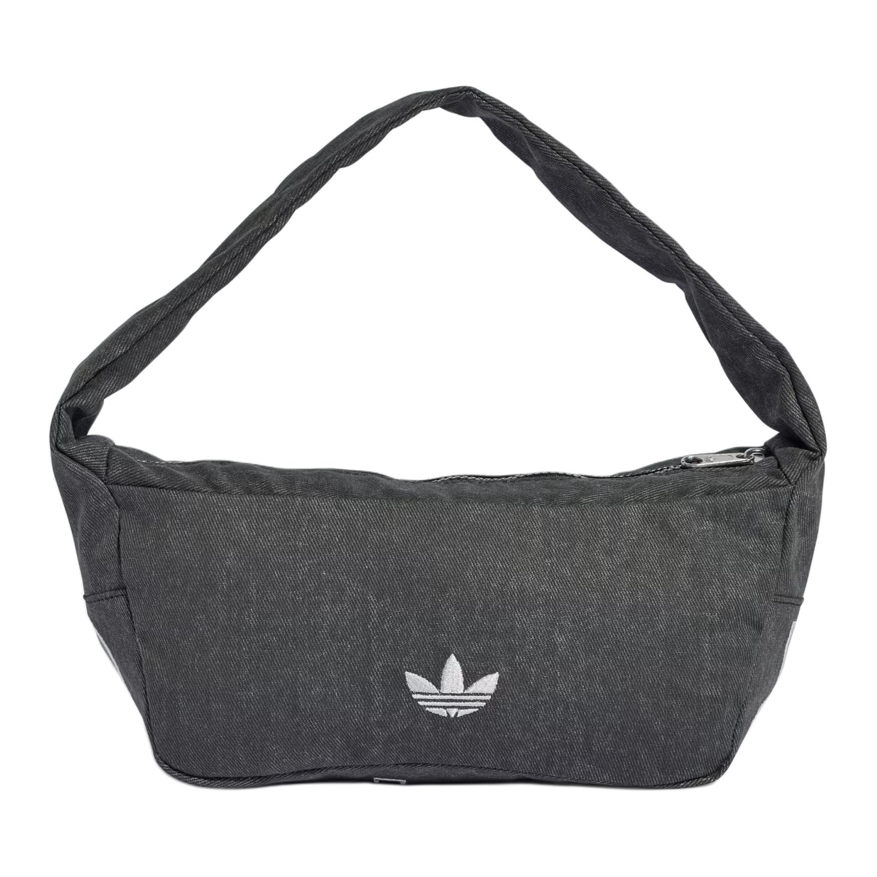 Adidas Originals 3.9L Vintage Design Zipper Closure Cotton Twill Shoulder Bag Small Unisex Shoulder Bag Black KE0683 Black