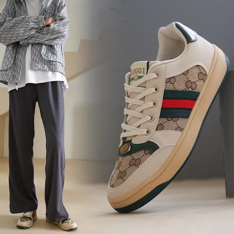 New retro casual board shoes fashion color blocking dirty shoes soft soles comfortable and breathable men's shoes