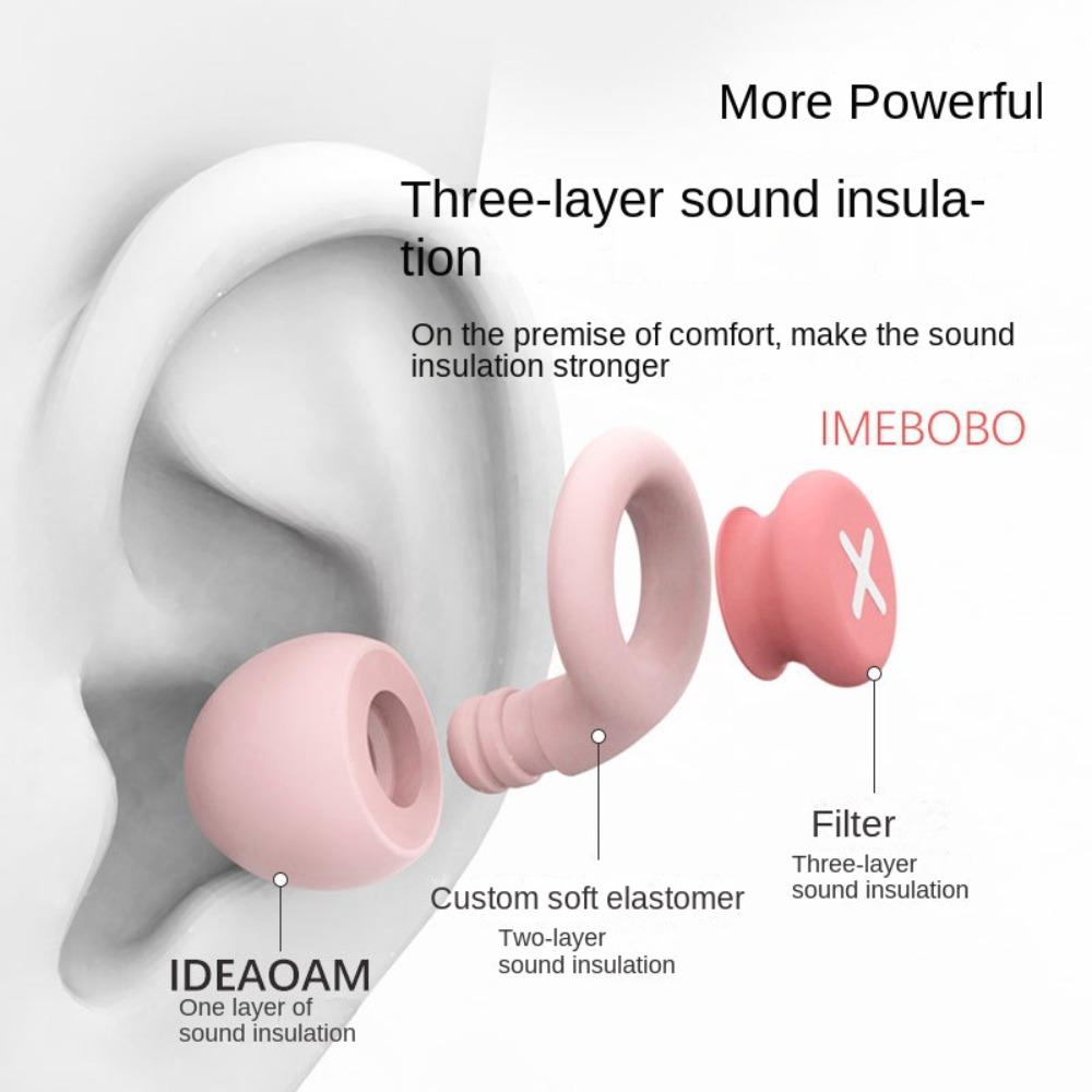 2PCS/4PCS Sound Insulation Silicone Noise Earplug Soundproof Ear Plugs Insulation Earplug  Sleep Aid