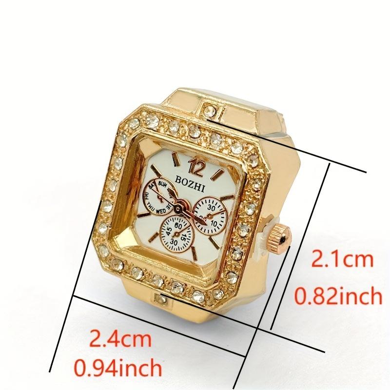 Trendy Diamond Ring Watch Square Full Diamond Adjustable Time Ring Watch Instagram