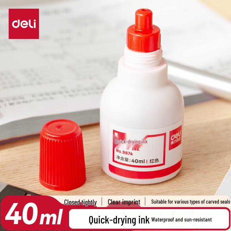 Deli 40ml Quick-Dry Red Ink