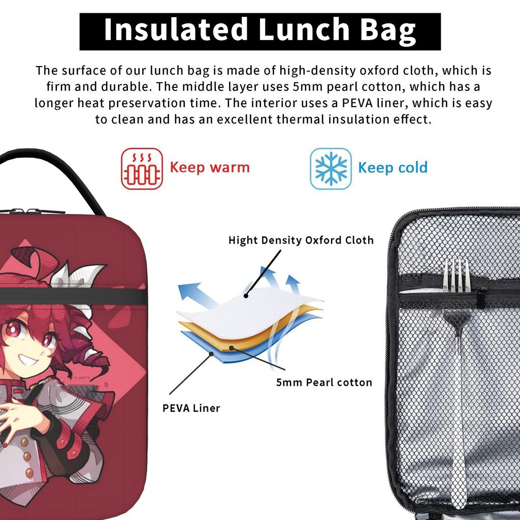 Kasane Teto Warm Tone Manga Lunch Bag  Leisure Lunch Box For Child  School Cooler Bag Waterproof Tote Food Bags