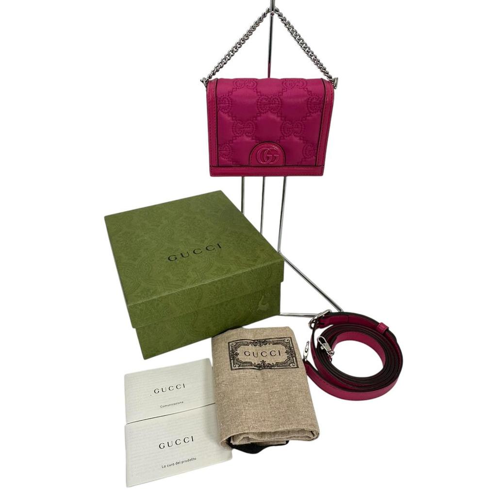 GUCCI 2WAY bag GG Mini Matelasse Handbag Handbag Nylon pink Women 723777 Used