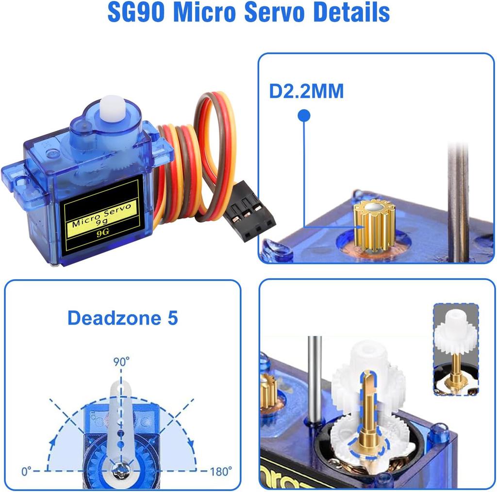 10Pcs Micro Servo Motor 9G for RC Helicopter Airplane Boat Robot – Compatible with Arduino Raspberry Pi – Precise Control, Blue