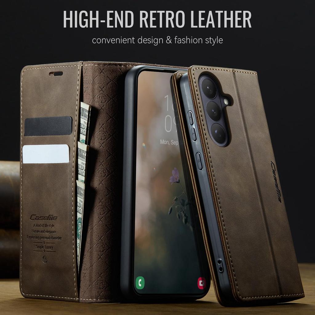 For Samsung Galaxy S26 Plus Case, PU Leather Wallet Case with RFID Blocking Card Holder Magnetic Flip Fold Shockproof Durable Protective Phone Case