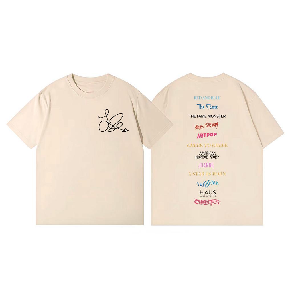 Zangeres Lady Gaga Album Merchandise T-shirt Mannen Vrouwen Kleding Mode Rock Korte Mouw T-shirts Zomer Casual Los Katoenen T-shirts
