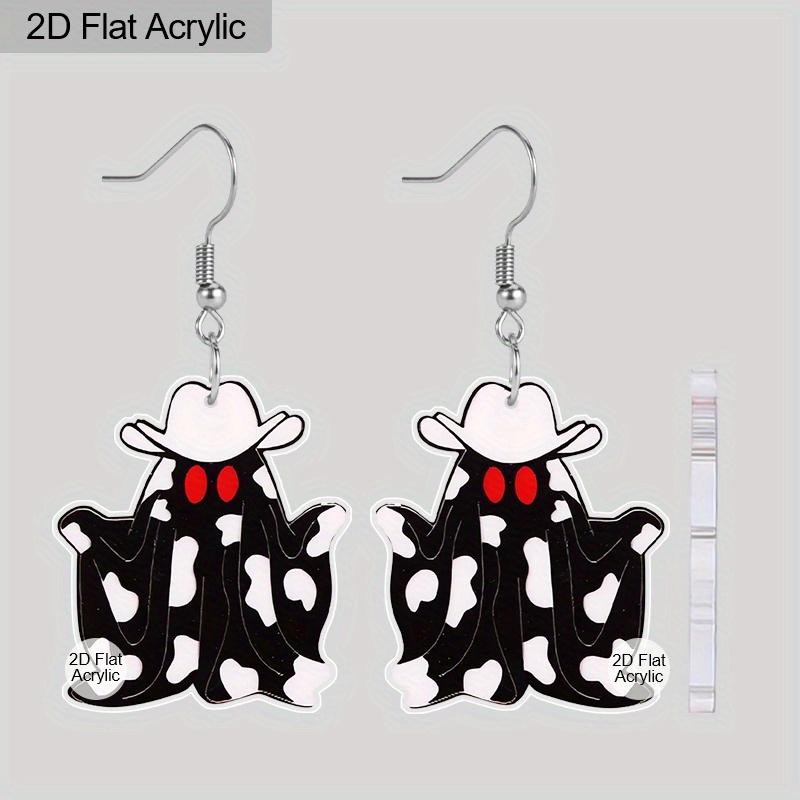 

2D Flat Halloween Earrings Cute and Fun Acrylic Black Ghost Earrings Women s Holiday Party Accessories Halloween Jewelry Accessories