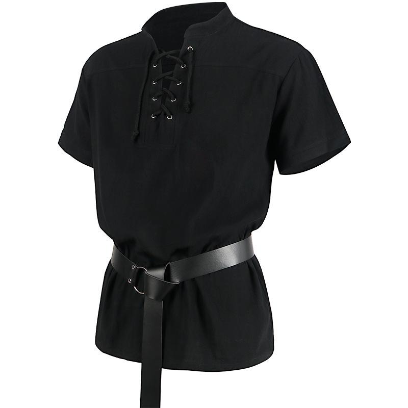 Men's Gothic Warrior Bandage Short Sleeve Medieval Shirt