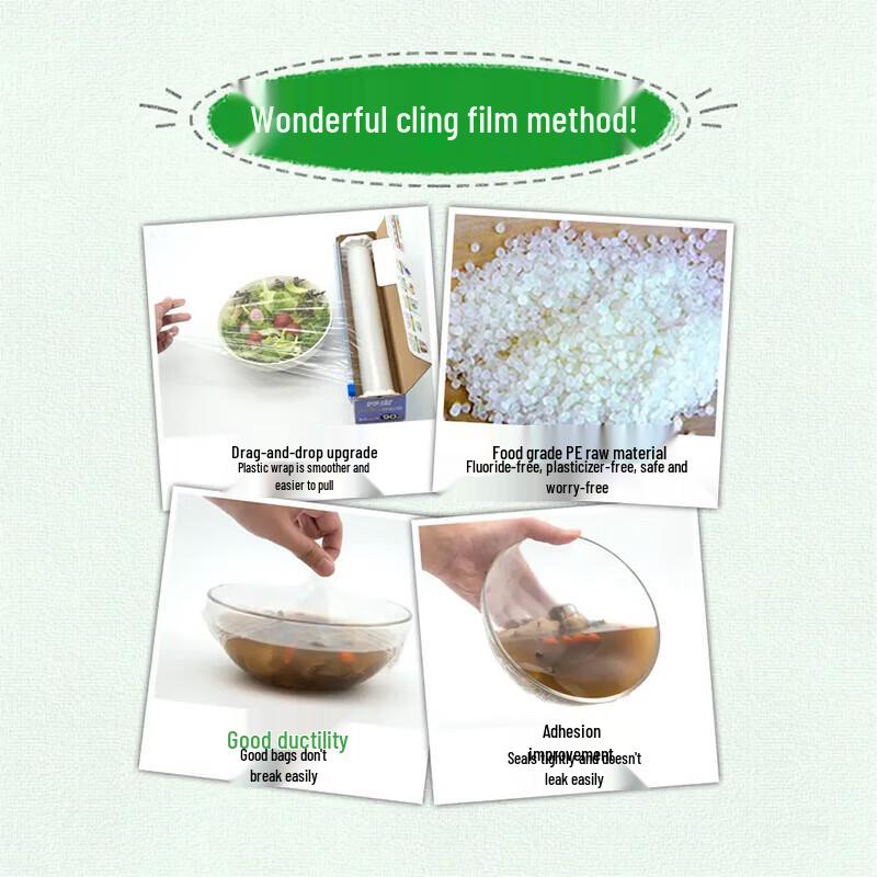 MiaoJie PE Frischhaltefolie mit Schiebe-Schneider-Spender