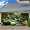 2D Planar Sheet 1 Piece. Cactus Garden Water Pool Garage Door Fabric Suitable for Backyard Terrace Decoration and Wedding.