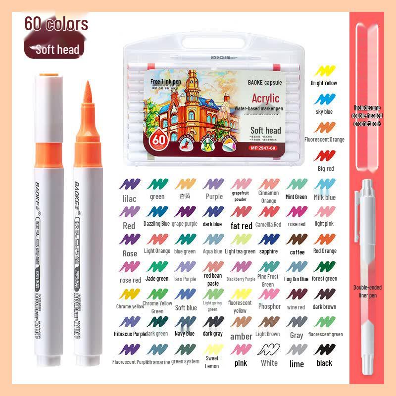 BAOKE MP2947-60 60-Color Acrylic Marker Set
