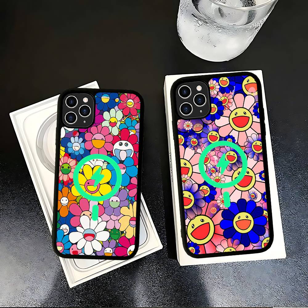 Art T-Takashi M-Murakamis Black For Magsafe Magnetic Phone Case For iPhone 16 15 17 Pro Max 11 12 13 14 Plus Cover