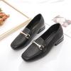 Versatile light mouth single shoes autumn new thick heel British small leather shoes work shoes one pedal women
