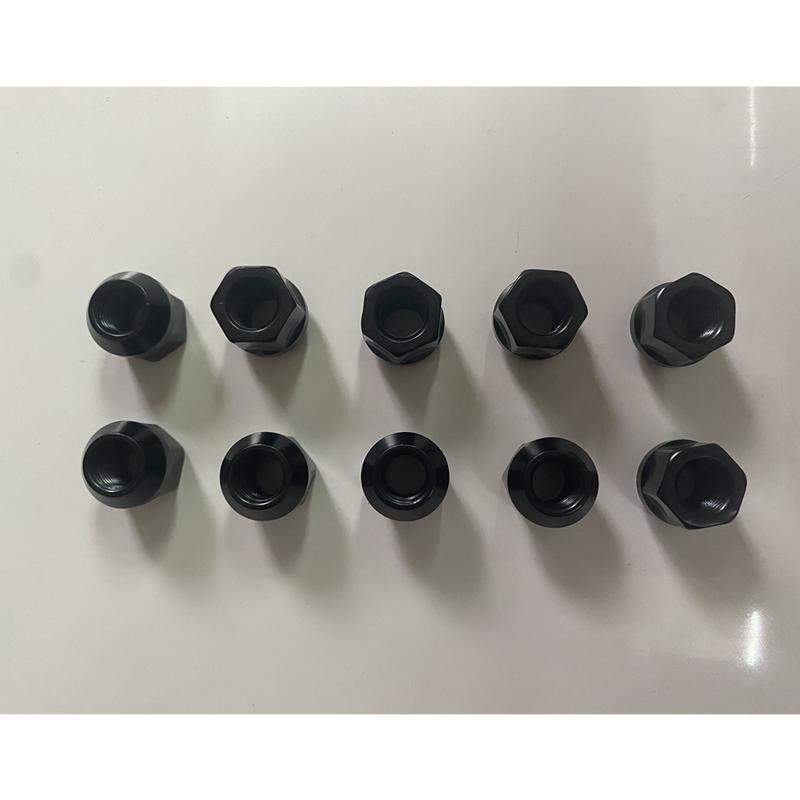Écrous de roue noirs m12x1.25,m12x1.5 hauteur 21mm Ouvert hex 19mm 16pcs