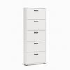 Space-Saving White Cement 5-Door Shoe Cabinet Already Assembled | Tall Shoe Cabinet 75x186x18 Cm