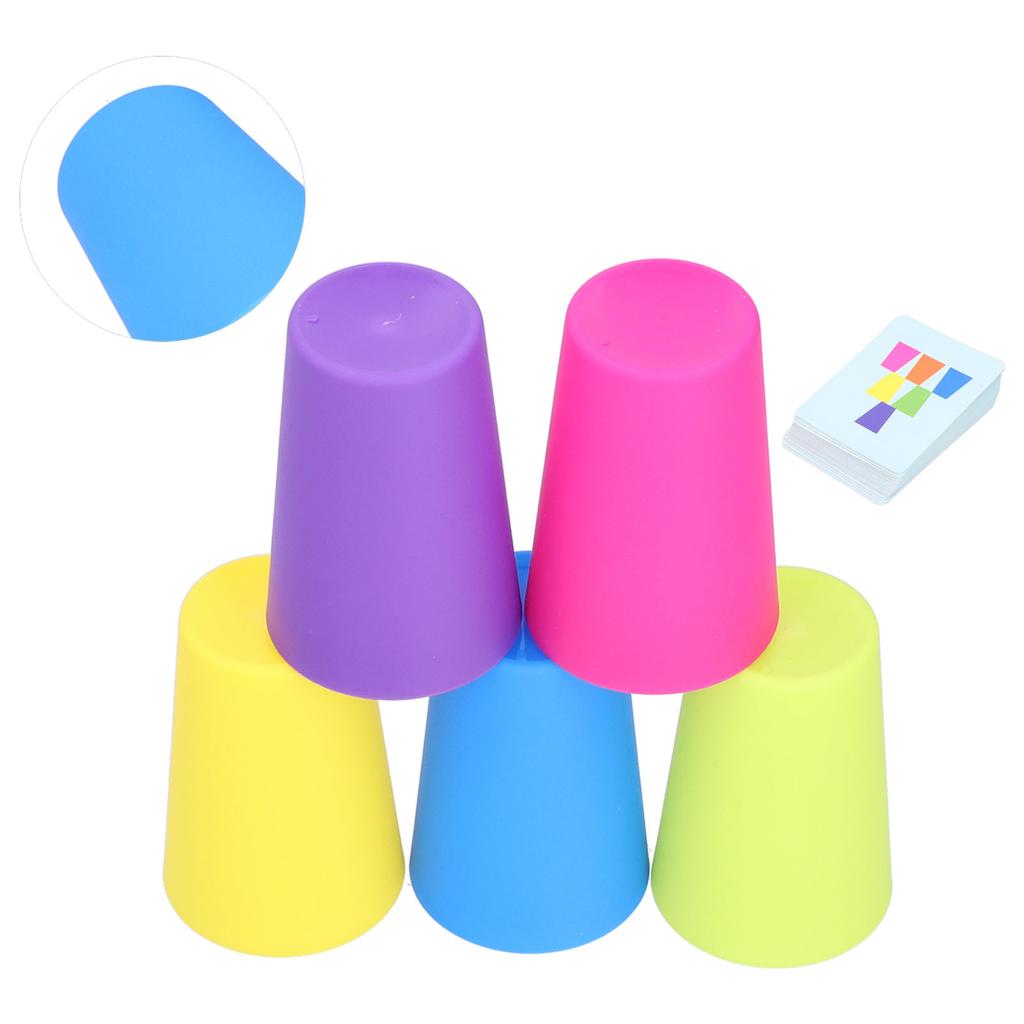 Stacking Cups Game Set Picture Cards Colorful Stack Cups Early Educational Baby ToysSingle Player