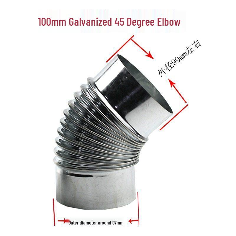 Galvanized Iron Wood Stove Chimney Ventilation Pipe - 3-Way for Kitchen and Fireplace