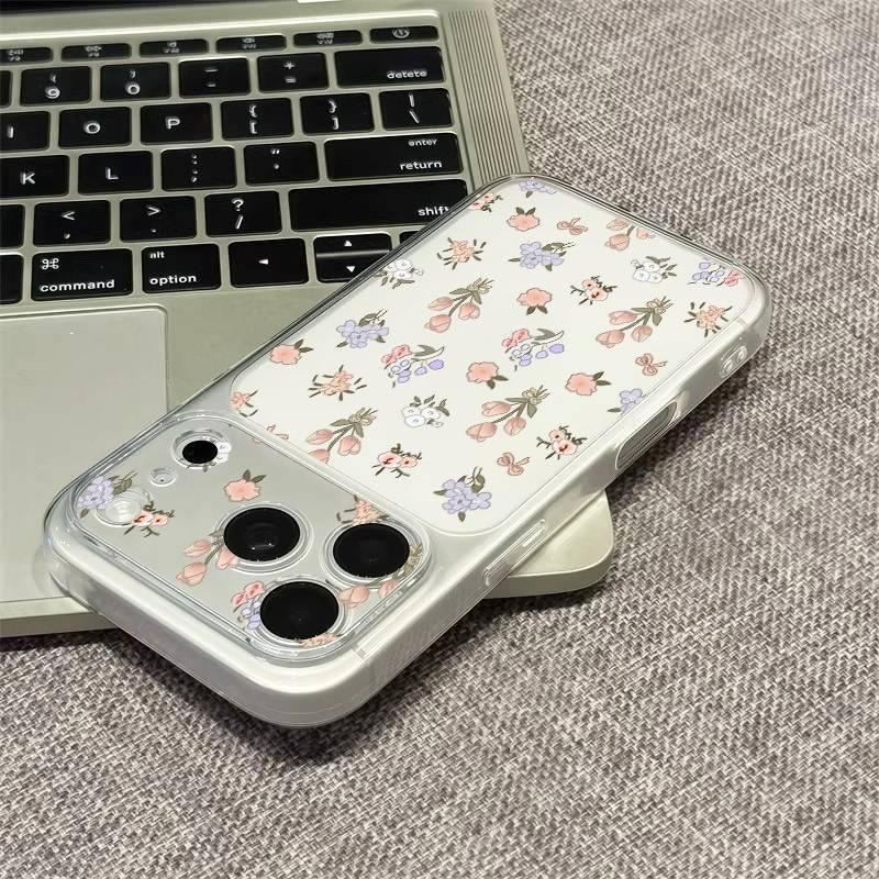 Full Screen Floral Tulip Suitable for Apple 16/17Promax Large Window Mobile Phone Case IP15 Matte 14/13 Soft