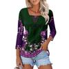 Women's 3/4 Sleeve Square Neck Floral Shirt Casual Loose Tunic Top