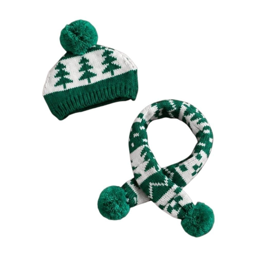 Green Red Pet Dress Up Set Adjustable Pet Knitted Suit Xmas Pet Costume