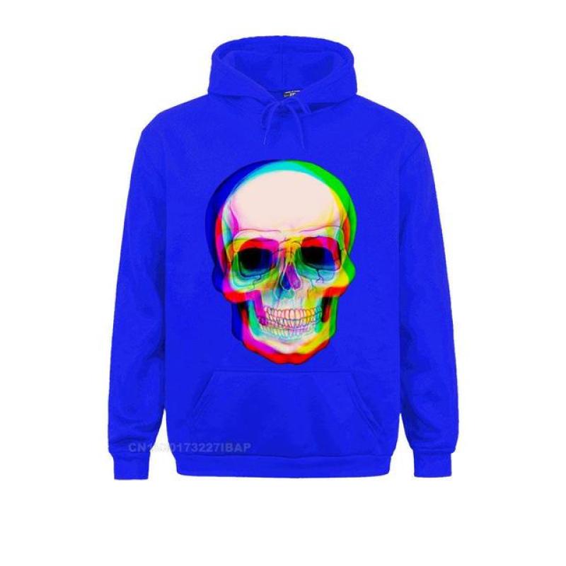 Vaporwave Neon Skull Techno Hipster Hooded Pullover Aesthetic Skull Watercolor Rainbow Space Skull Funny Tshirt For Men Camisa
