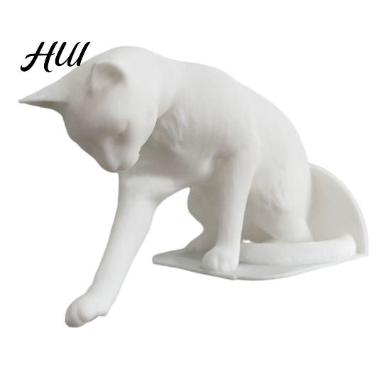 Industrial Style Bookshelf Accessory Cat Bookend Stand Matte Black Paw Design Stable Non-Slip Book PLA Material Decorative Desktop Organizer