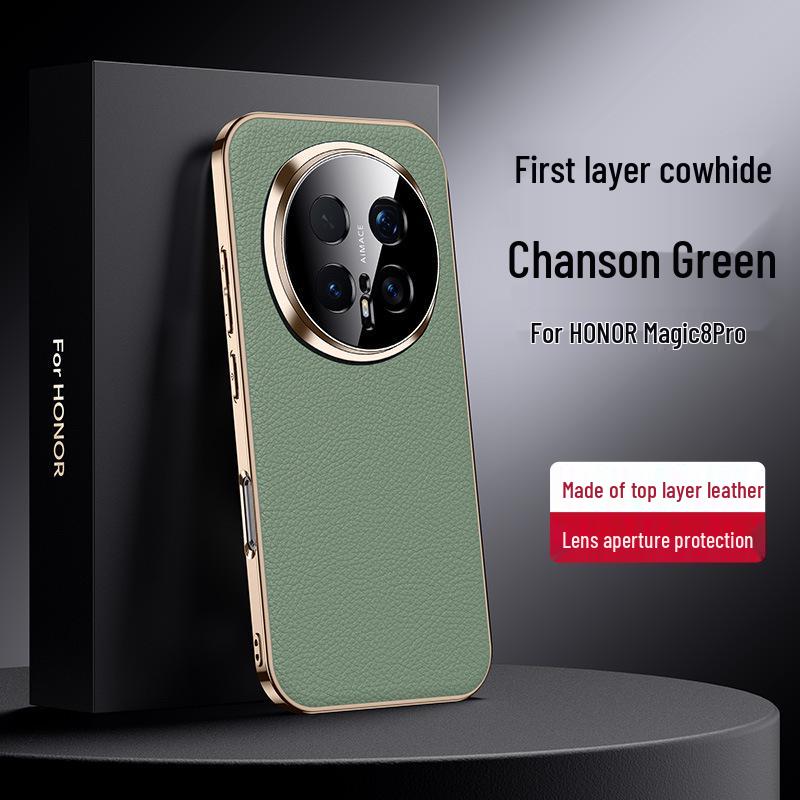 Nowe galwanizowane matowe etui ze skóry bydlęcej na telefon Honor Magic8 & 8Pro - Trwała i odporna na upadki ochrona
