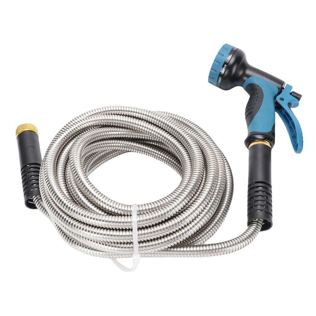 Garden Hose with Sprayer 7.5m Flexible Non Tangling Portable Stainless Steel Water Hose for Car Wash House Cleaning