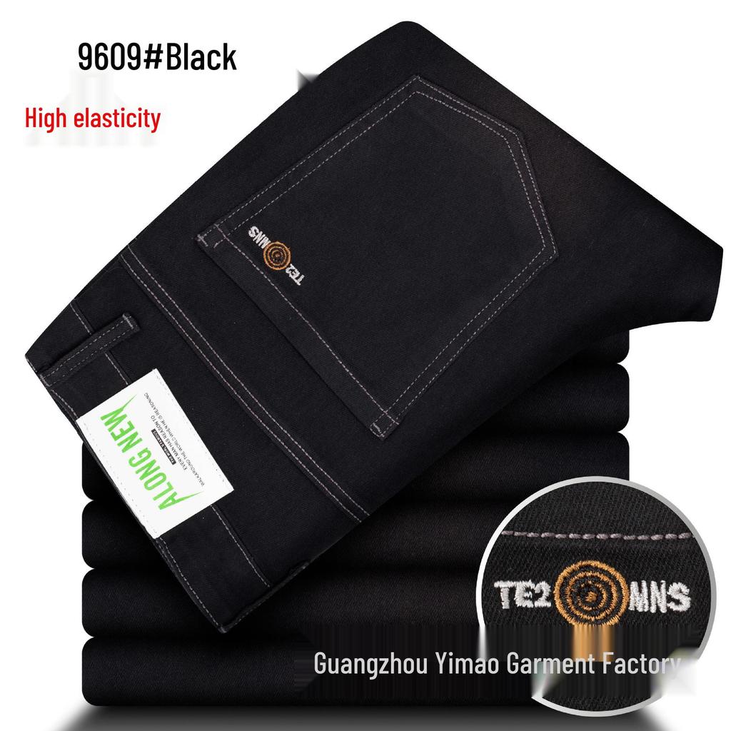 Yi Mao Herren Sommer High-Waist Elastische Jeans - Dünn, Gerade, Locker, Übergröße Freizeitkleidung für Mittelalte