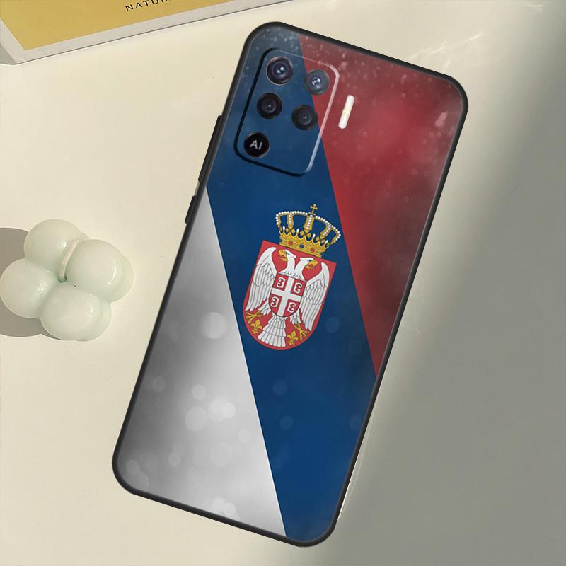 Cool pouzdro s vlajkou Srbska pro OPPO A53 A53S 2020 A5 A9 A31 A52 A72 A94 A74 A54 A83 A91 A93 A16 A15 Zadní Coque