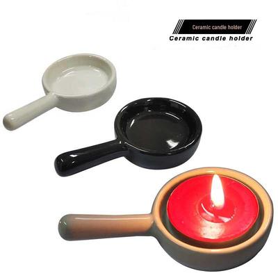 Ceramic Candle Holder with Handle and Flat Bottom