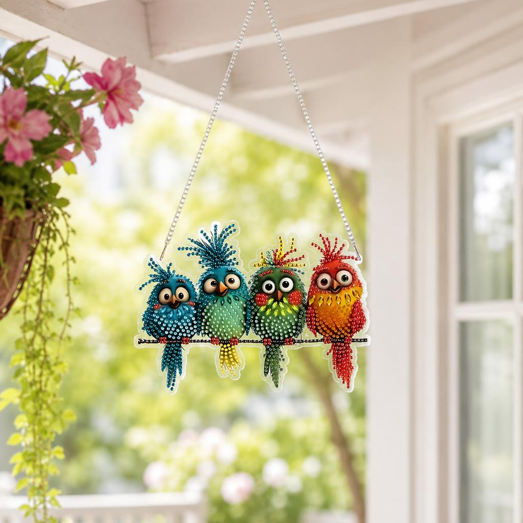 Bird Ornament Keychain, Cute Hanging Charm Kit
