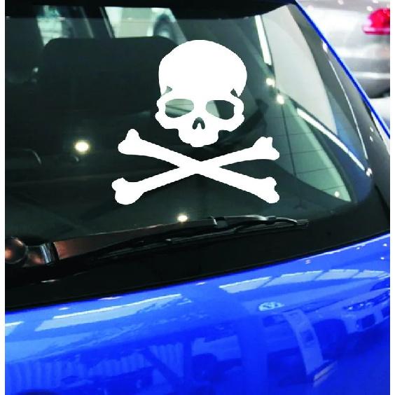Car Stickers Hazard Warning Skulls Crossbones Reflective Decoration For Rearview Mirrors Windshield Bumper Trunk Motorcycle