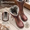G&Zaco Luxury brand Knight Boots Genuine Leather Real Wool Women's Boots Knee-high Sheepskin Fur Anti Slip Thick Cotton Warm Lace Up Long Boots 3337