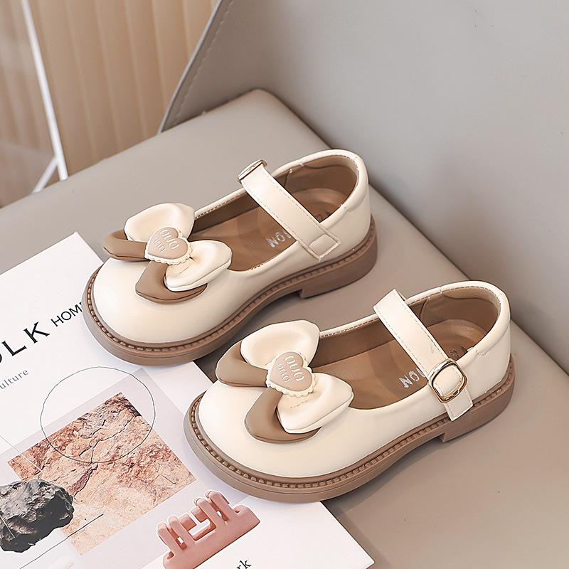 

Новые повседневные универсальные туфли для девочек в корейском стиле, нескользящие, на мягкой подошве, из перформанс-кожи 36 бежевый