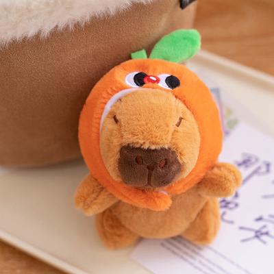 12cm Fluffy Backpack Hat Capybara Plush Doll Capybara Stuffed Toy Simulation Stuffed Animals Kids  Birthday Gift Key Chai