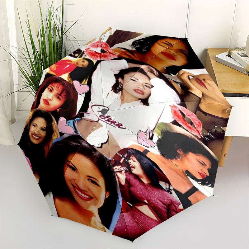 1 PC Automatic Folding Umbrella - Selena Quintanilla Pattern Portable Foldable Design With 8 Ribs Christmas Birthday Gifts