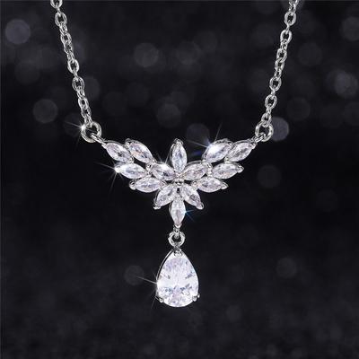 Nouveau collier pendentif en zircone cubique AAA accessoires de fiançailles de mariage pour femmes couleur argent de luxe nouveaux bijoux à la mode