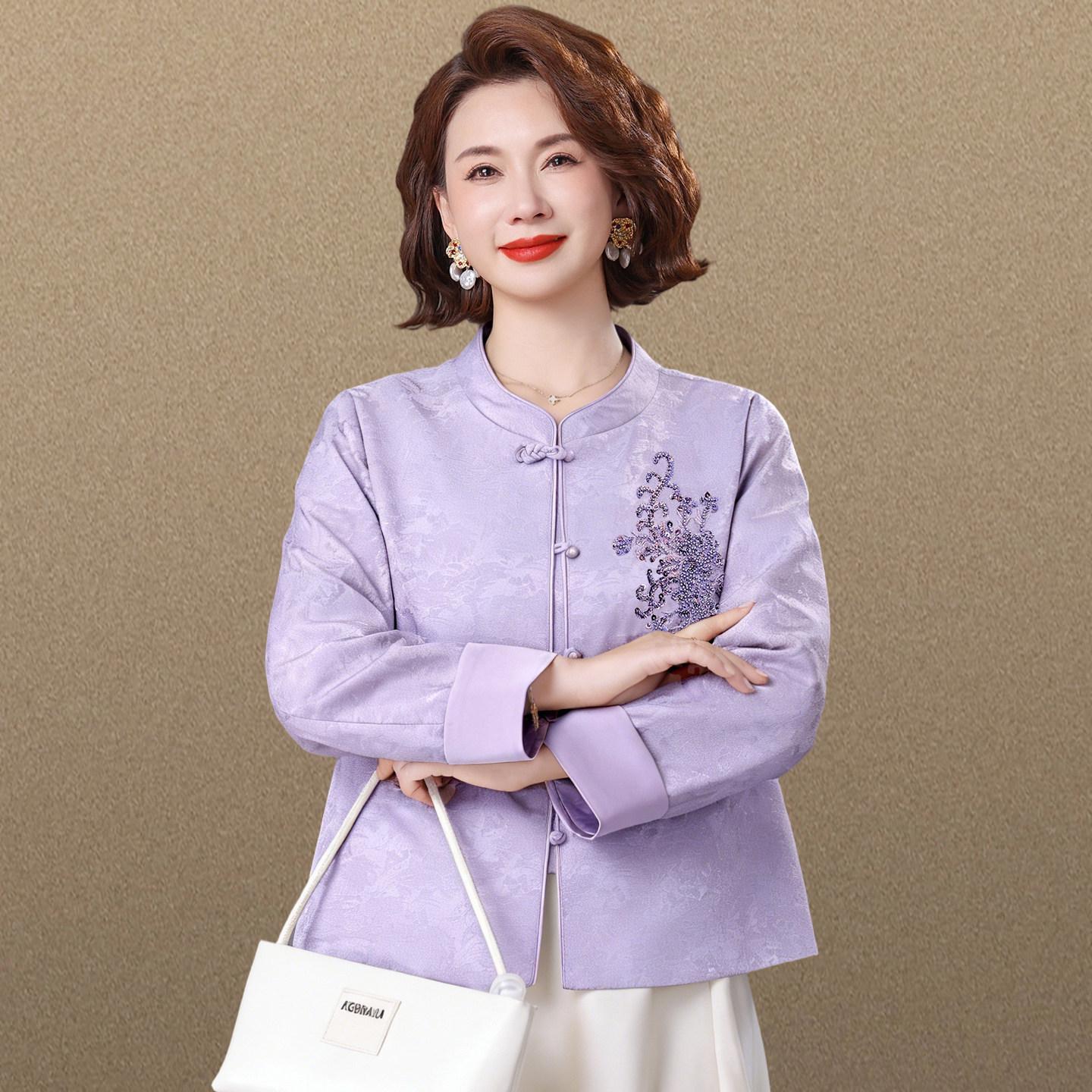 Elegant Red Jacket for Mother-in-law Wedding, 2026 Spring-Autumn, Middle-Aged & Elderly Women s Outfit XL (105-120 lbs)