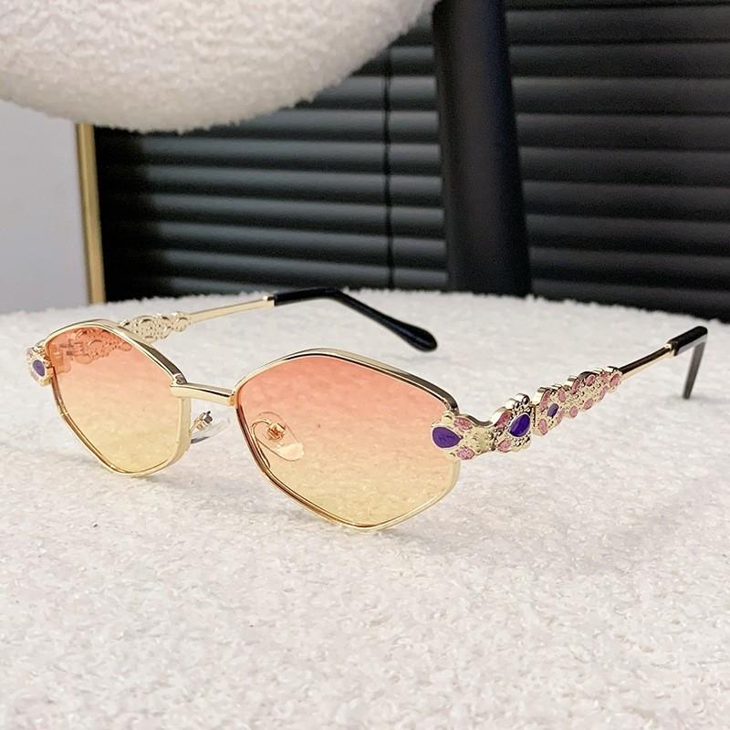 Polygon Metal Sunglasses For Men And Women Uv400 Sun Protection Fashion Outdoor Travel